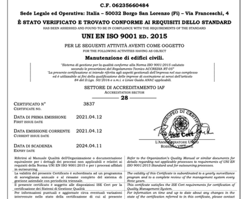 Certificazione ISO 9001:2015